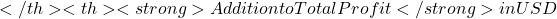 </th><th><strong>Addition to Total Profit</strong> in USD
