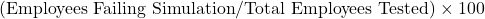 (\text{Employees Failing Simulation} / \text{Total Employees Tested}) \times 100