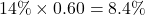 Rendered by QuickLaTeX.com 14\% \times 0.60 = 8.4\%