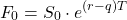 \[F_0 = S_0 \cdot e^{(r - q)T}\]