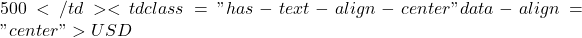 500</td><td class="has-text-align-center" data-align="center">USD