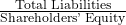 \frac{\text{Total Liabilities}}{\text{Shareholders' Equity}}