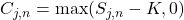 Rendered by QuickLaTeX.com C_{j, n} = \max(S_{j, n} - K, 0)