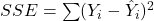SSE = \sum (Y_i - \hat{Y}_i)^2