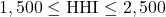 1,500 \le \text{HHI} \le 2,500