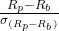 \frac{R_p - R_b}{\sigma_{(R_p - R_b)}}