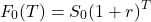 \[F_0(T) = S_0 (1 + r)^T\]
