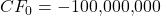 CF_0 = -$100,000,000