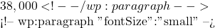 38,000 <!-- /wp:paragraph -->  <!-- wp:paragraph {"fontSize":"small"} --> 