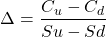 \[\Delta = \frac{C_u - C_d}{Su - Sd}\]
