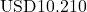\text{USD}10.210