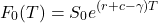 \[F_0(T) = S_0 e^{(r + c - \gamma)T}\]