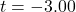 t = -3.00