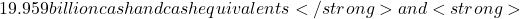 19.959 billion cash and cash equivalents</strong> and <strong>