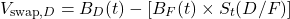 \[V_{\text{swap}, D} = B_D(t) - \left[ B_F(t) \times S_t(D/F) \right]\]