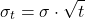 \[\sigma_t = \sigma \cdot \sqrt{t}\]
