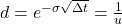 d = e^{-\sigma \sqrt{\Delta t}} = \frac{1}{u}
