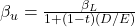 \beta_u = \frac{\beta_L}{1 + (1-t)(D/E)}