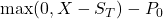 \max(0, X - S_T) - P_0