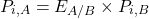 \[P_{i, A} = E_{A/B} \times P_{i, B}\]