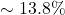\sim 13.8\%