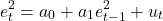 \[e_t^2 = a_0 + a_1 e_{t-1}^2 + u_t\]
