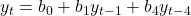 y_t = b_0 + b_1 y_{t-1} + b_4 y_{t-4}