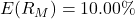 E(R_M) = 10.00\%