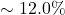 \sim 12.0\%