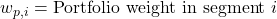 w_{p,i} = \text{Portfolio weight in segment } i