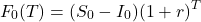 \[F_0(T) = (S_0 - I_0) (1 + r)^T\]