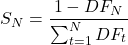 \[S_N = \frac{1 - DF_N}{\sum_{t=1}^{N} DF_t}\]