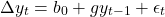 \[\Delta y_t = b_0 + g y_{t-1} + \epsilon_t\]