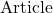 \text{Article}