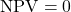 \text{NPV} = 0