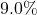 9.0\%