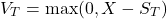 \[V_T = \max(0, X - S_T)\]