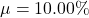 \mu = 10.00\%