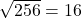 \sqrt{256} = 16