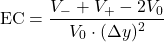 \[\text{EC} = \frac{V_- + V_+ - 2V_0}{V_0 \cdot (\Delta y)^2}\]