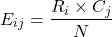 \[E_{ij} = \frac{R_i \times C_j}{N}\]