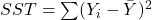 SST = \sum (Y_i - \bar{Y})^2