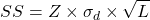 \[SS = Z \times \sigma_d \times \sqrt{L}\]